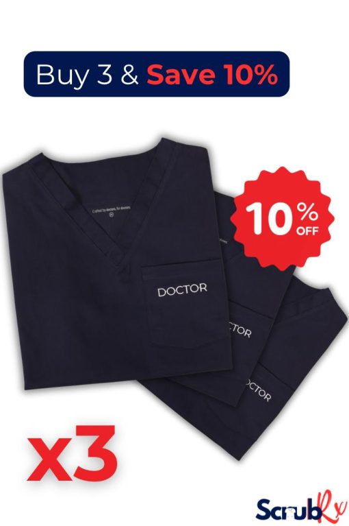 ScrubRx Premium Scrub Set with Zipped Pockets - 3 PACK