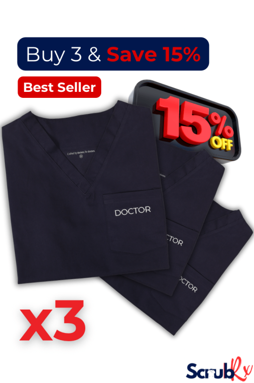 ScrubRx Premium Scrub Set with Zipped Pockets - 3 PACK