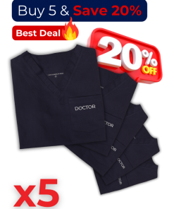 ScrubRx Premium Scrub Set with Zipped Pockets - 5 PACK