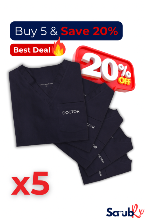 ScrubRx Premium Scrub Set with Zipped Pockets - 5 PACK
